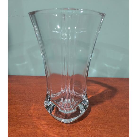 Thick Lead Crystal Vase, Made in France, 9-3/4" Tall - Picture 2 of 5